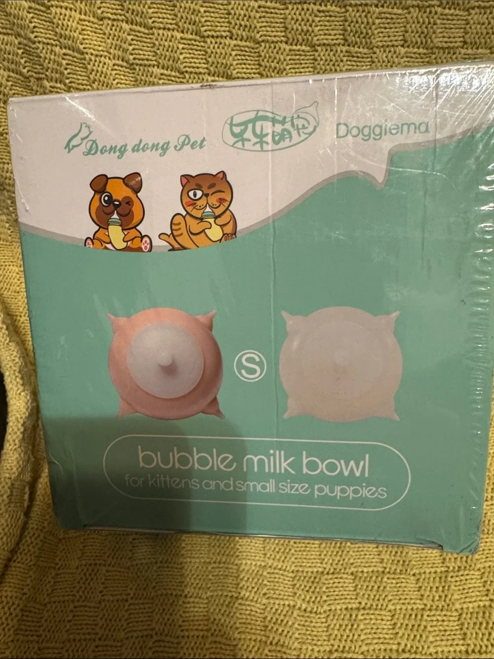 Bubble Milk Bowl for Kittens & Small Puppies - Pink/White